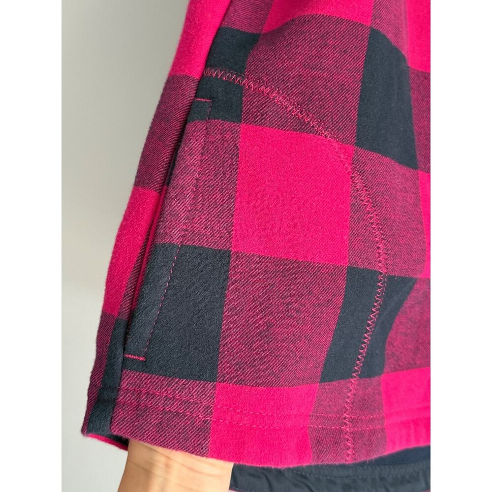 Orvis Women's M Flannel Shacket Pink Navy Buffalo Plaid Fleece Lined Snap - Picture 4 of 9